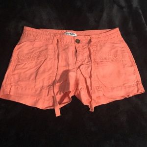 Orange Linen Shorts